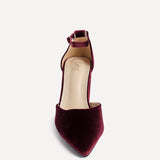 Glam Burgundy Velvet Block Court Heels