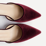 Glam Burgundy Velvet Block Court Heels