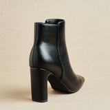 Glance Black Faux Leather Heeled Ankle Boots