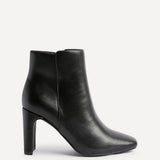 Glance Black Faux Leather Heeled Ankle Boots