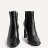 Glance Black Faux Leather Heeled Ankle Boots