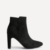 Glance Black Faux Suede Heeled Ankle Boots