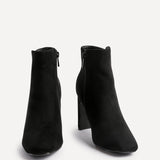 Glance Black Faux Suede Heeled Ankle Boots