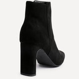 Glance Black Faux Suede Heeled Ankle Boots