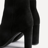 Glance Black Faux Suede Heeled Ankle Boots