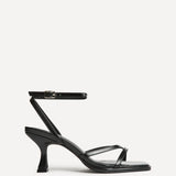 Glazed Black Heeled Sandals