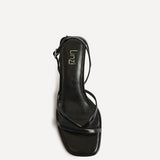 Glazed Black Heeled Sandals