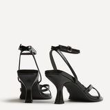 Glazed Black Heeled Sandals