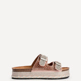Glitzy Rose Gold Diamante Flatform Slider Sandals