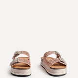 Glitzy Rose Gold Diamante Flatform Slider Sandals