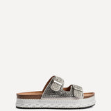 Glitzy Silver Diamante Flatform Slider Sandals