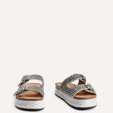 Glitzy Silver Diamante Flatform Slider Sandals
