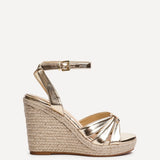 Goddess Gold Faux Leather Espadrille Wedges