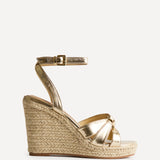 Goddess Gold Faux Leather Espadrille Wedges