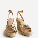 Goddess Gold Faux Leather Espadrille Wedges