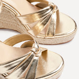 Goddess Gold Faux Leather Espadrille Wedges