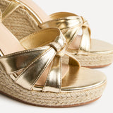 Goddess Gold Faux Leather Espadrille Wedges