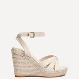 Goddess Nude Faux Leather Espadrille Wedges