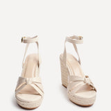 Goddess Nude Faux Leather Espadrille Wedges