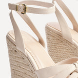 Goddess Nude Faux Leather Espadrille Wedges
