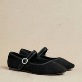 Graceful Black Faux Suede Ballet Pumps