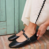 Graceful Black Faux Leather Ballet Pumps