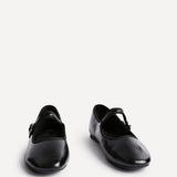 Graceful Black Faux Leather Ballet Pumps