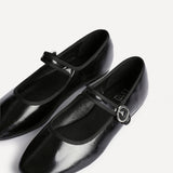 Graceful Black Faux Leather Ballet Pumps