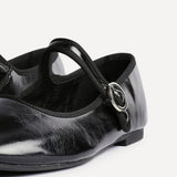 Graceful Black Faux Leather Ballet Pumps