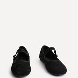 Graceful Black Faux Suede Ballet Pumps