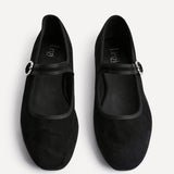 Graceful Black Faux Suede Ballet Pumps