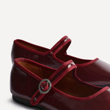 Graceful Burgundy Faux Leather Ballet Pumps