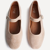 Graceful Nude Faux Suede Ballet Pumps