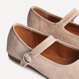 Graceful Nude Faux Suede Ballet Pumps