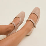 Graceful Nude Faux Suede Ballet Pumps