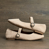 Graceful Nude Faux Suede Ballet Pumps