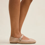Graceful Nude Faux Suede Ballet Pumps