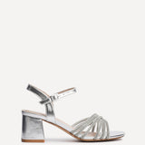 Gracie Silver Diamante Heeled Sandals