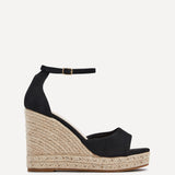 Gracio Black Faux Suede Rope Wedges