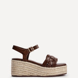 Grazia Brown Plaited Flatform Sandals