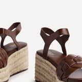 Grazia Brown Plaited Flatform Sandals