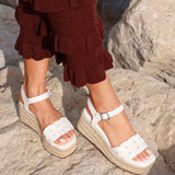 Grazia White Plaited Flatform Sandals