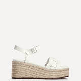Grazia White Plaited Flatform Sandals