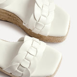 Grazia White Plaited Flatform Sandals