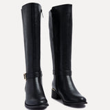Gwen Black Long Buckle Detail Boots
