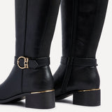 Gwen Black Long Buckle Detail Boots