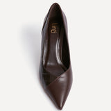 Gaia Brown Faux Leather Mix Croc Court Heel
