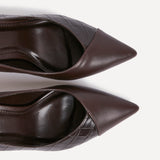 Gaia Brown Faux Leather Mix Croc Court Heel