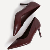 Gaia Burgundy Faux Leather Two Tone Court Heel