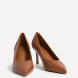 Gaia Tan Faux Leather Two Tone Court Heel
